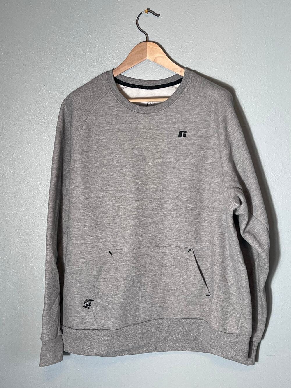 Russell Premium Fleece Men’s XL Crew Neck Sweatshirt Pockets Grey Slouchy Sweats